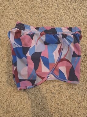 Abstract Geo Print Athletic Skort • Pink Blue Navy